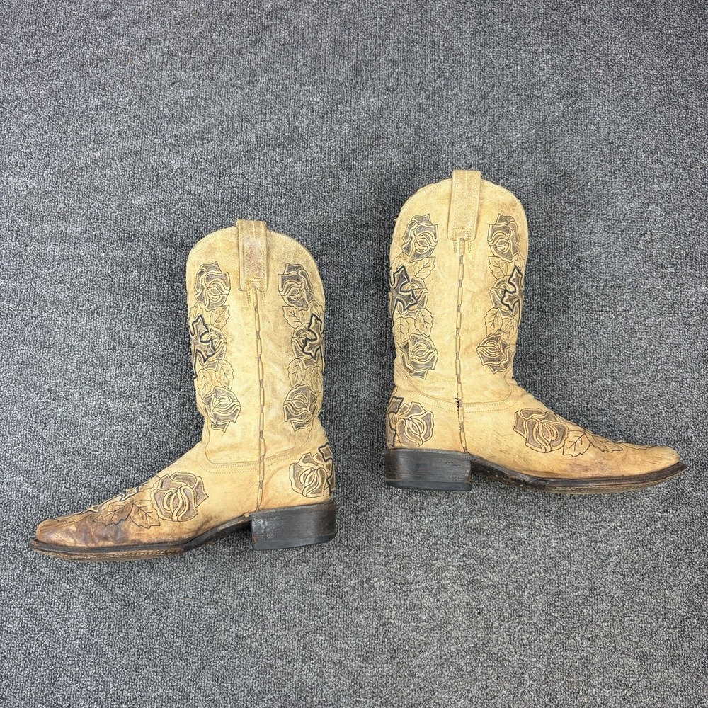 Corral R2375 Boots Womens 10 M Antique Saddle Tan Cross Rose Square Toe Western - Picture 9 of 9
